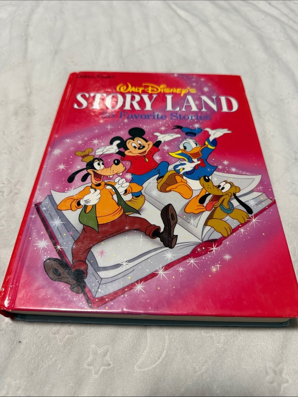 Disney Story Land Favorite Stories Red Hardcover Book with Colorful Characters